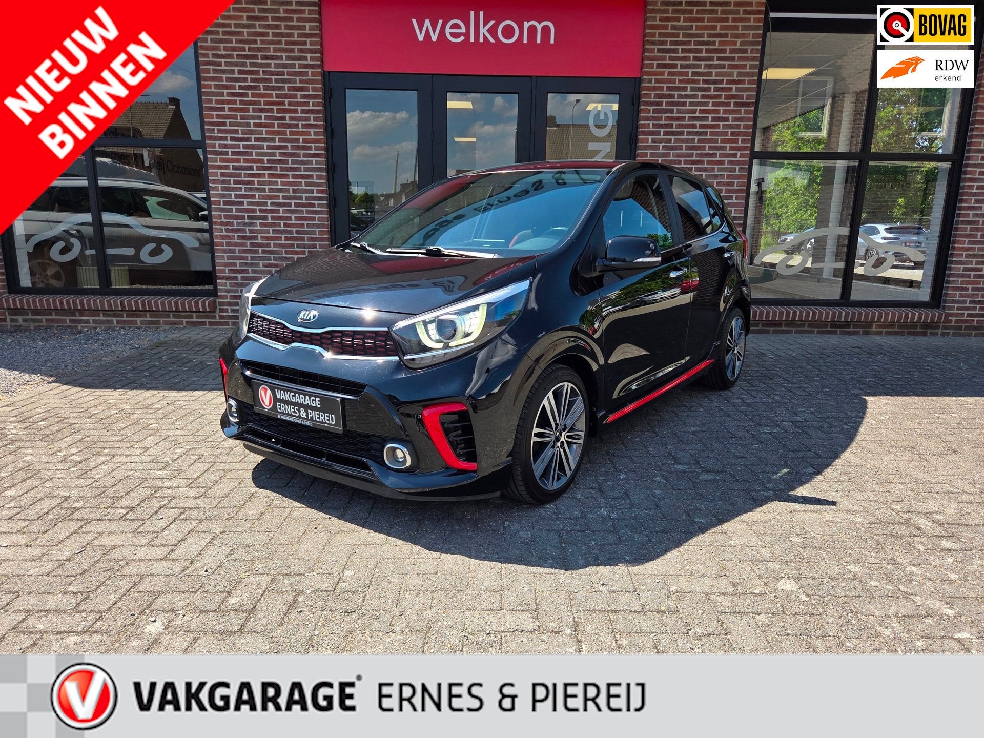 Kia PICANTO 1.2 GT Line *Garantie mogelijk tot 06-12-2028, Auto's, Gebruikt, 4 cilinders, Zwart, Leder