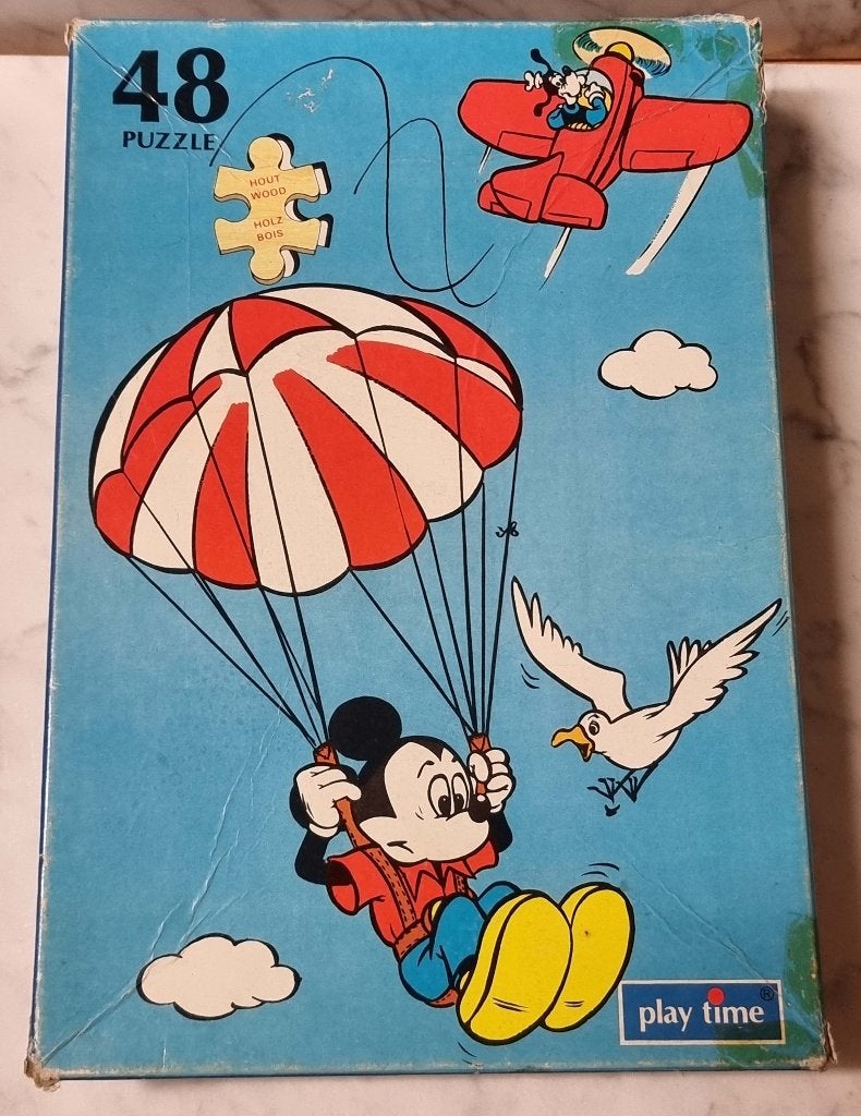 Vintage houten Mickey Mouse Puzzel, Hobby en Vrije tijd, Denksport en Puzzels, Ophalen of Verzenden, Minder dan 500 stukjes, Zo goed als nieuw