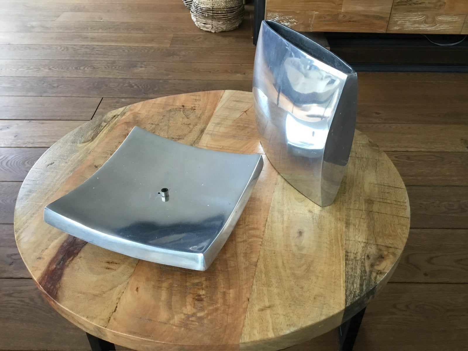 Zilverkleurige vaas en olielamp, Ophalen of Verzenden, Zo goed als nieuw, Zilver, Kunststof