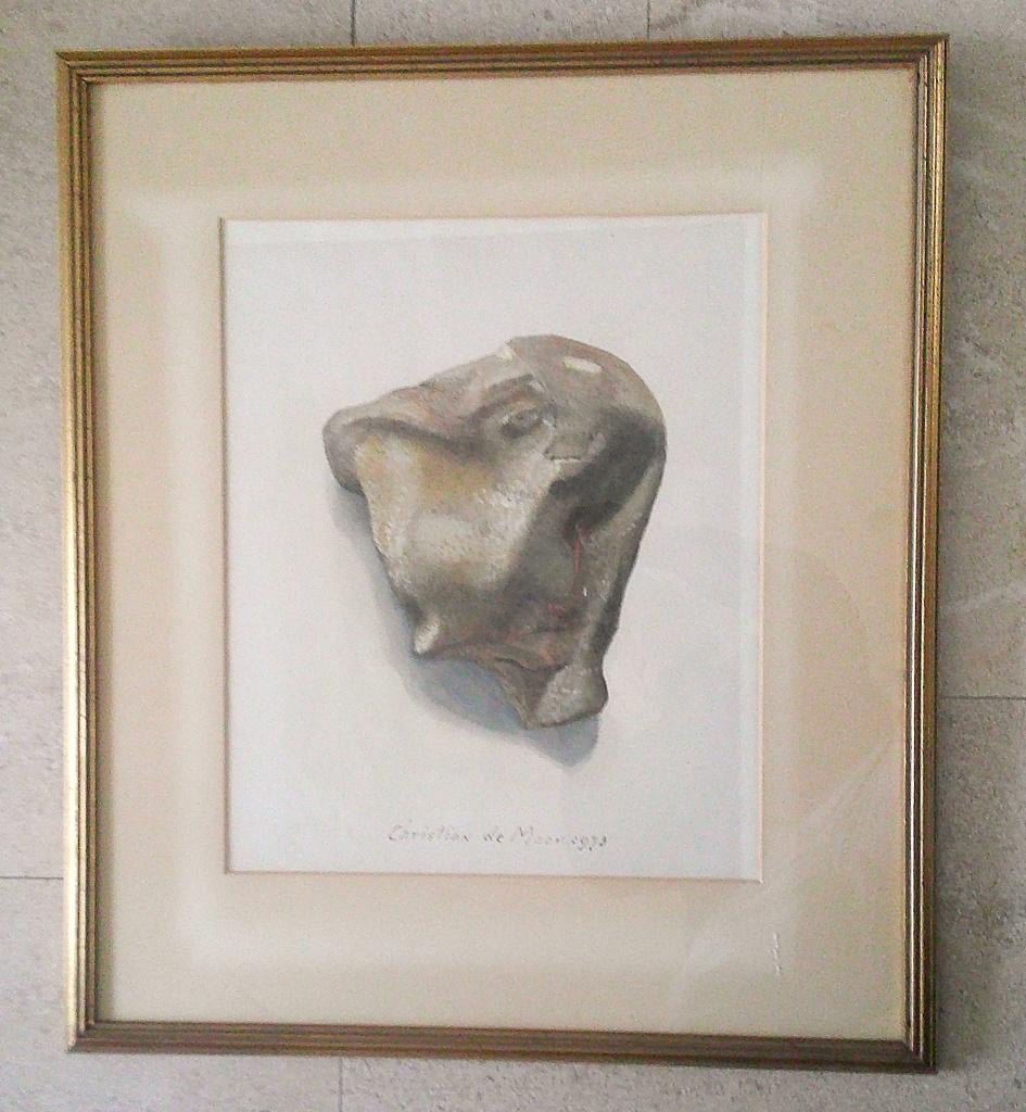(schedel ?) in een steen '74 - Christian de Moor 1899-1981, Ophalen of Verzenden