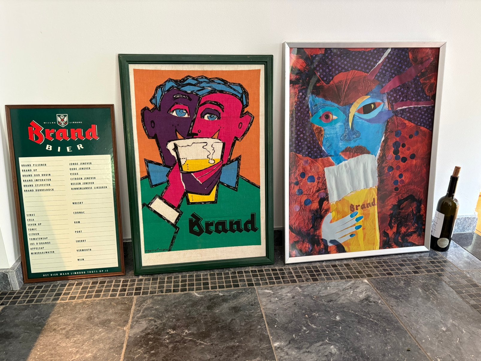 Brand Bier vintage reclameborden, Verzamelen, Ophalen, Gebruikt, Reclamebord, Plaat of Schild, Brand
