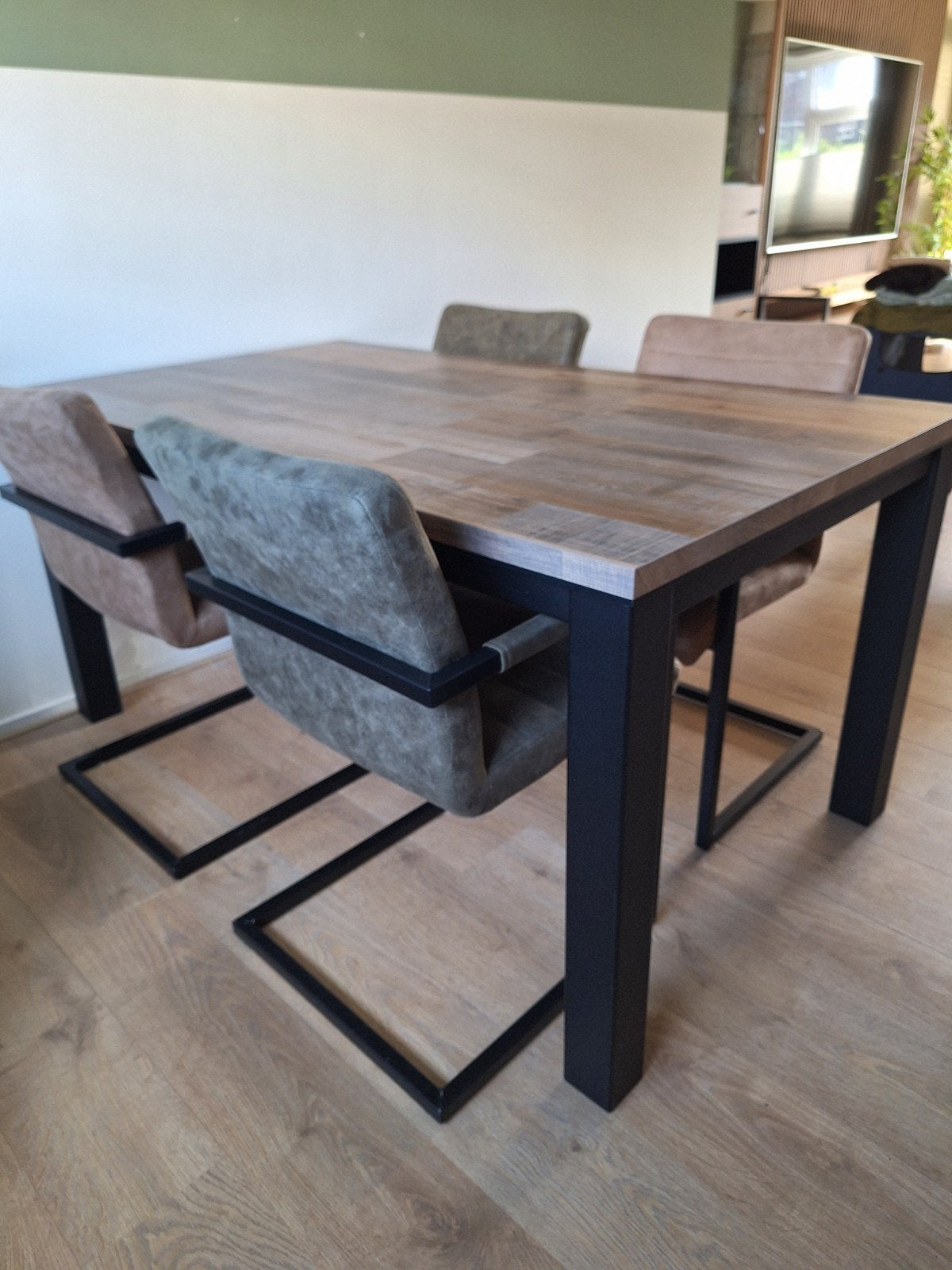 Mooie Mango houten eethoek te koop, Huis en Inrichting, Complete inboedels, Ophalen