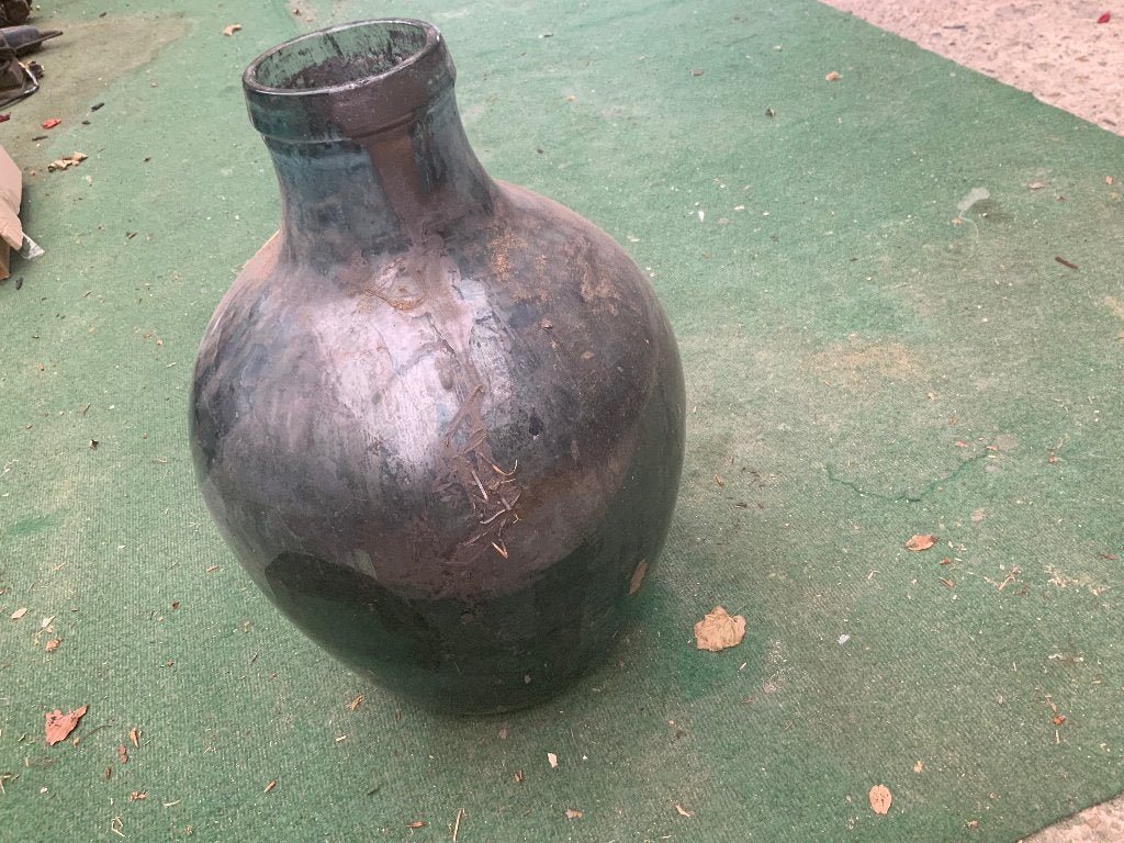 Grote groene fles, Ophalen, Gebruikt, Groen, Glas