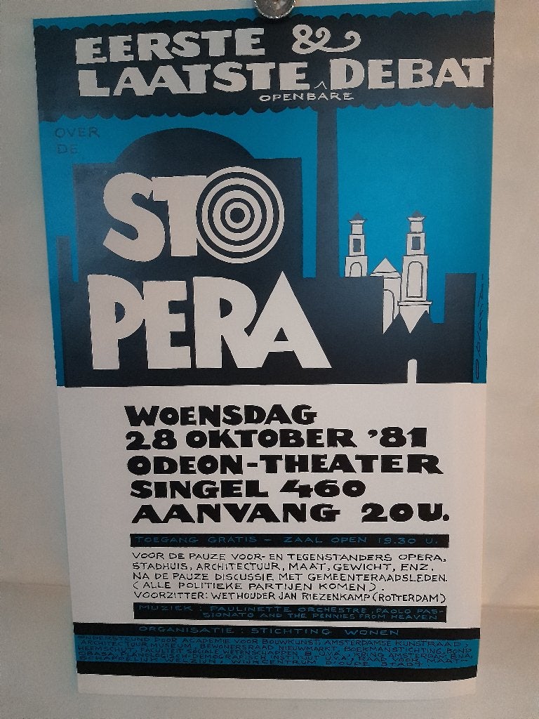 Originele poster Opland Stopera Amsterdam, Rechthoekig Staand, Verzenden, Zo goed als nieuw, A1 t/m A3
