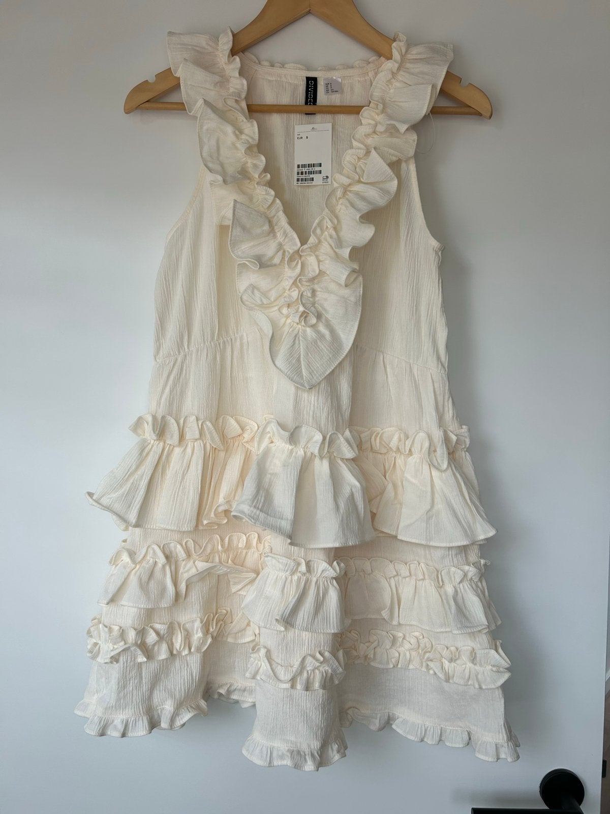 H&M jurk met ruches - Maat S - nieuw, Kleding | Dames, Wit, Nieuw, Ophalen of Verzenden, Maat 36 (S)
