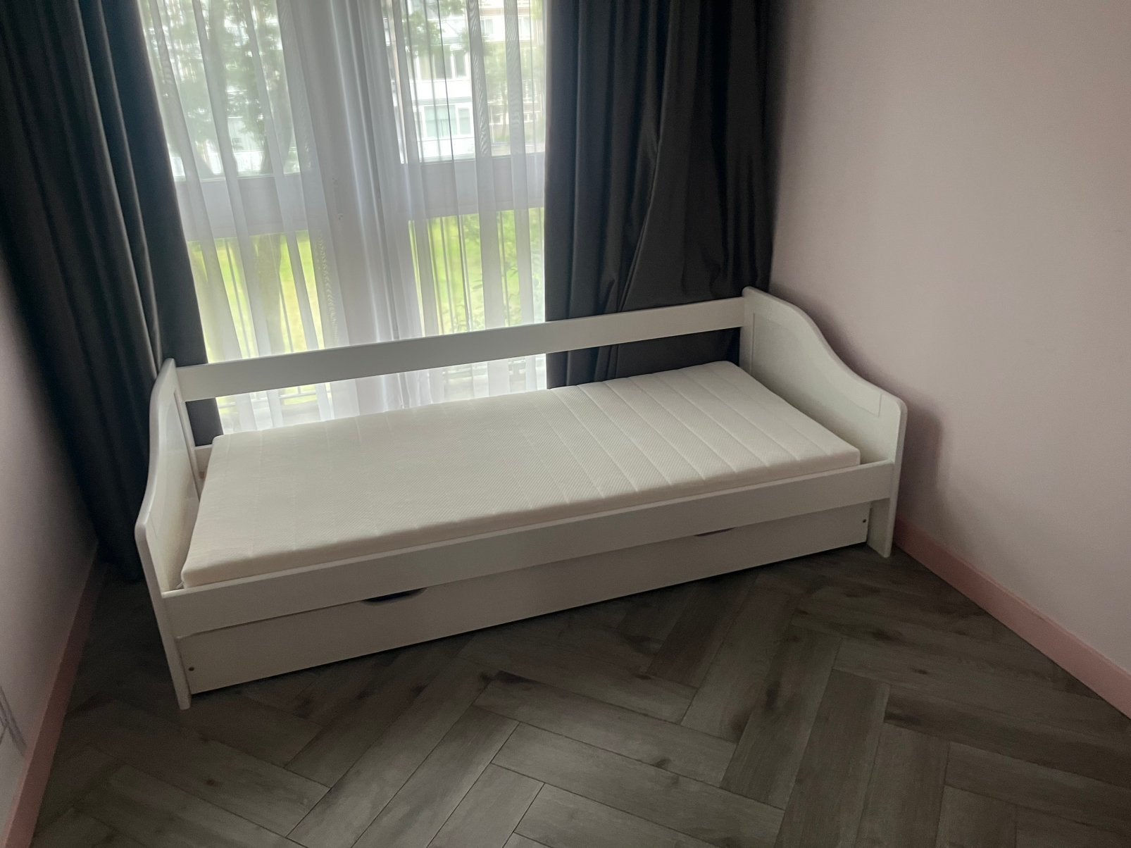 kinderbed van 90 x 200 cm, Ophalen, 90 cm, Eenpersoons, Wit