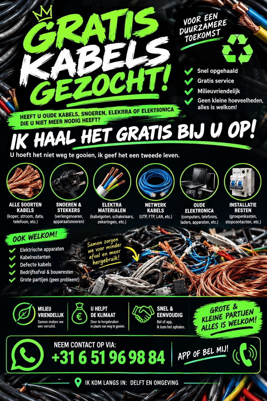 Gratis ophalen kabels of electronica, Ophalen of Verzenden