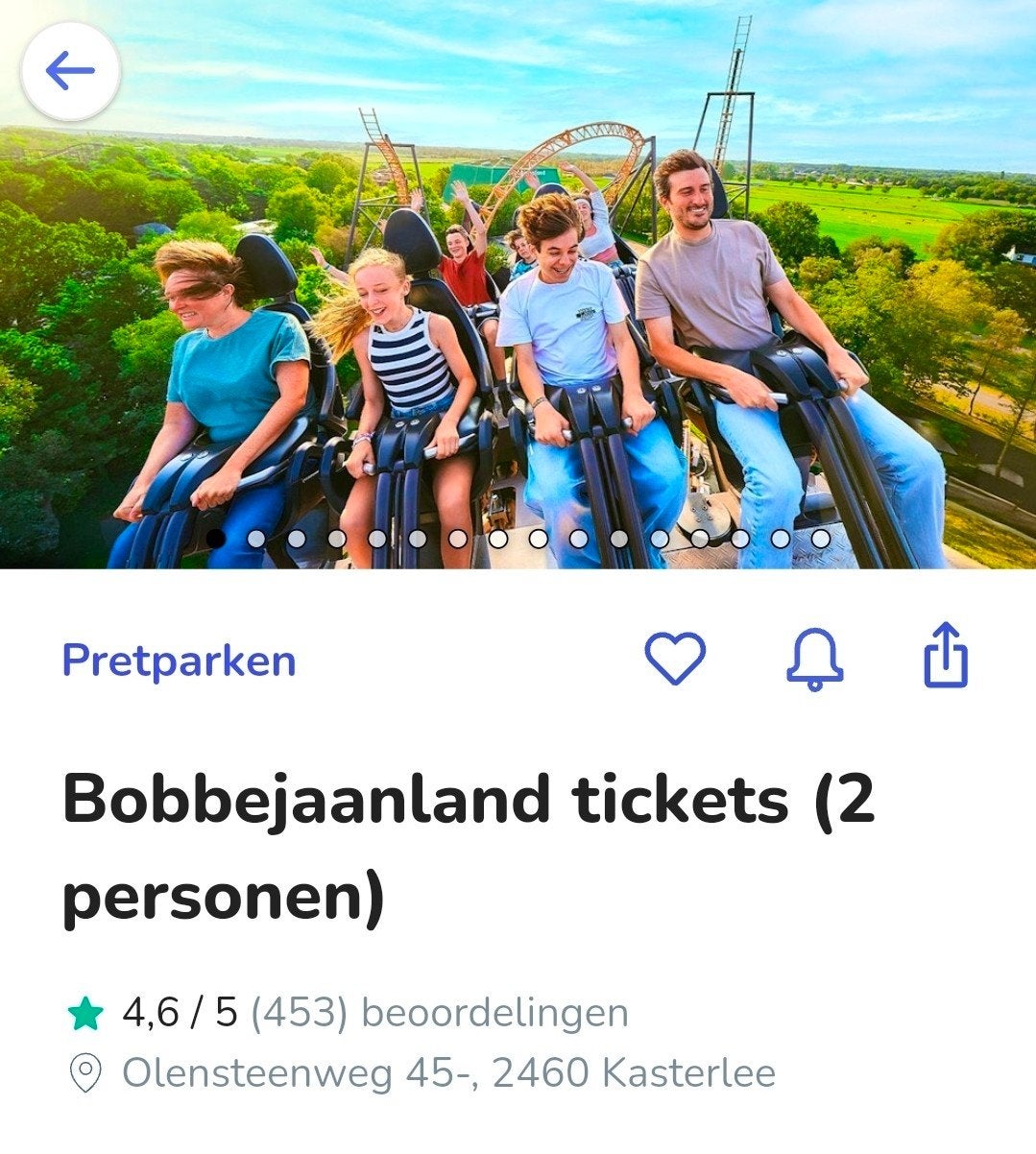2 tickets Bobbejaanland, Twee personen, Ticket of Toegangskaart