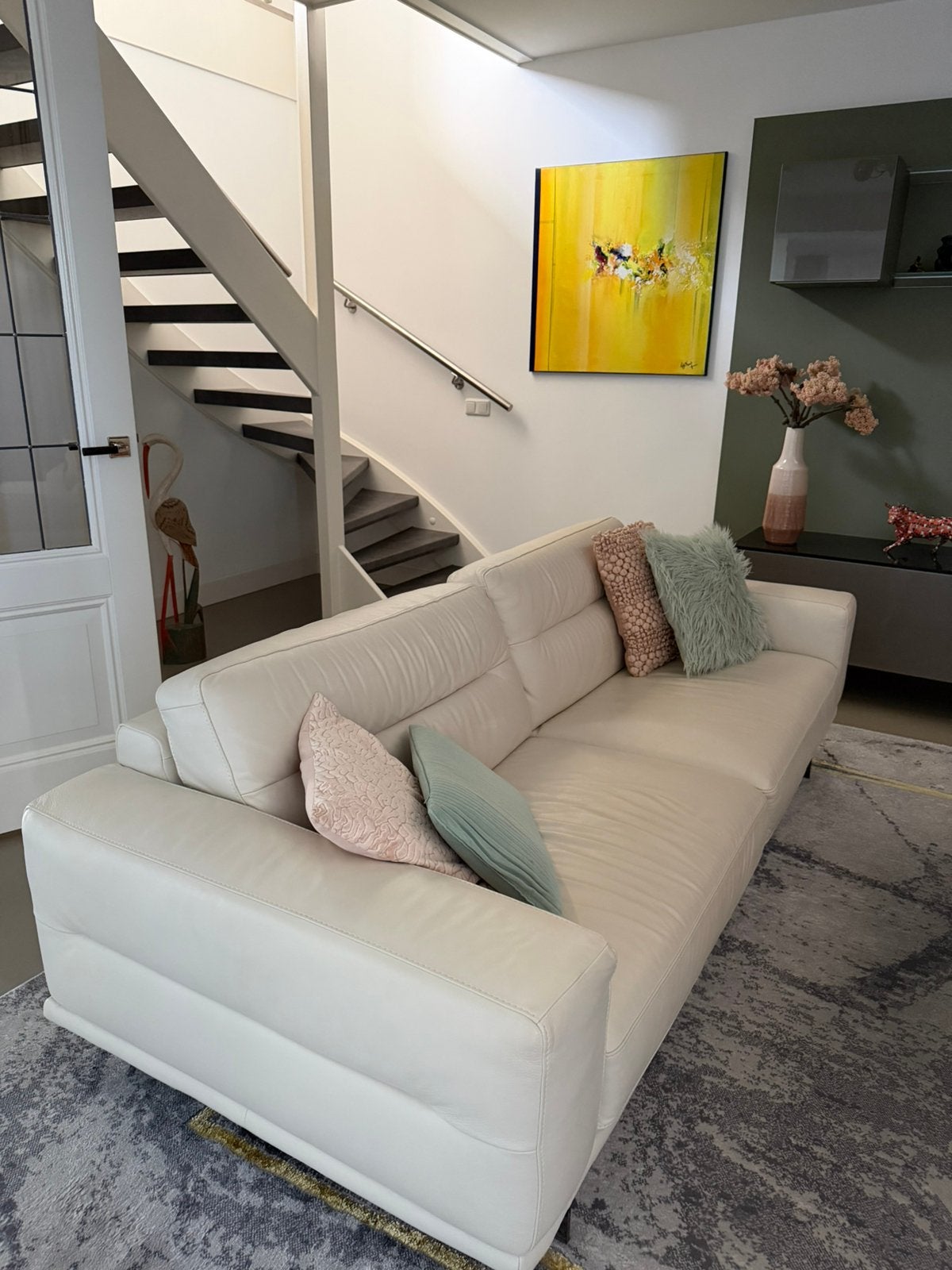 2 Luxe Lederen Banken, Ophalen, 100 tot 125 cm, Leer, Zo goed als nieuw