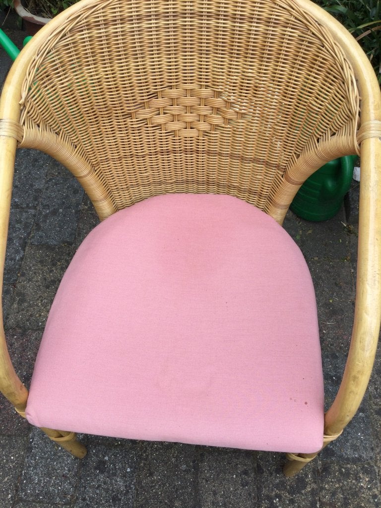 Rotan stoel met kussen, Ophalen, Gebruikt, Overige kleuren, Riet of Rotan