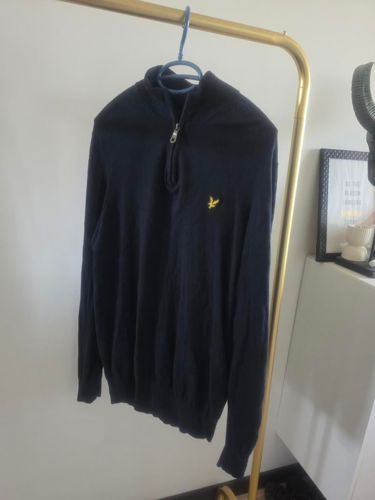 Lyle & Scott katoenen merino kwart-rits trui, blauw, Ophalen of Verzenden, Zo goed als nieuw, Blauw