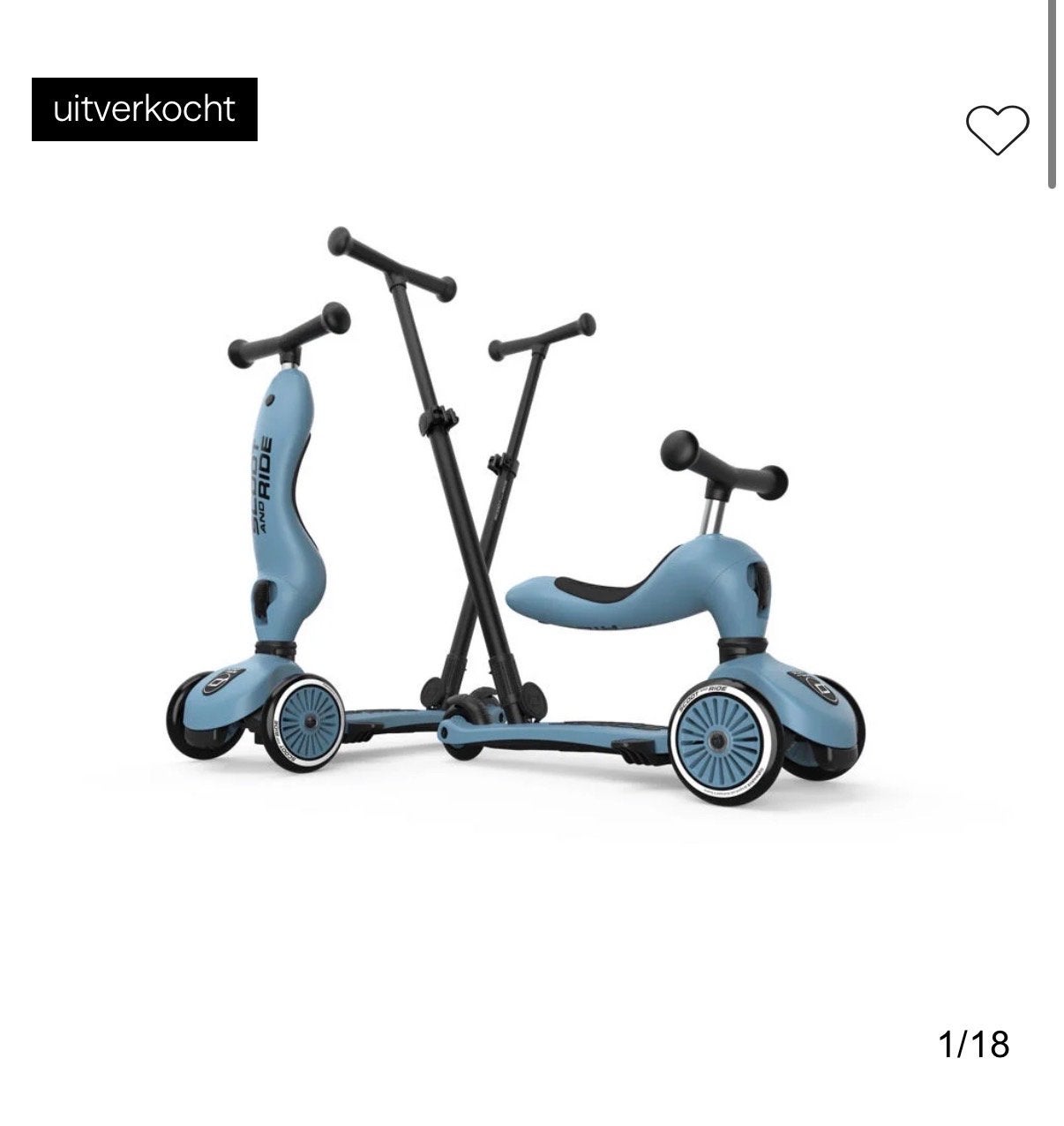 Scoot & Ride Highwaykick 1 - 2-in-1 Step en Loopfiets, Ophalen, Zo goed als nieuw, Gewone step