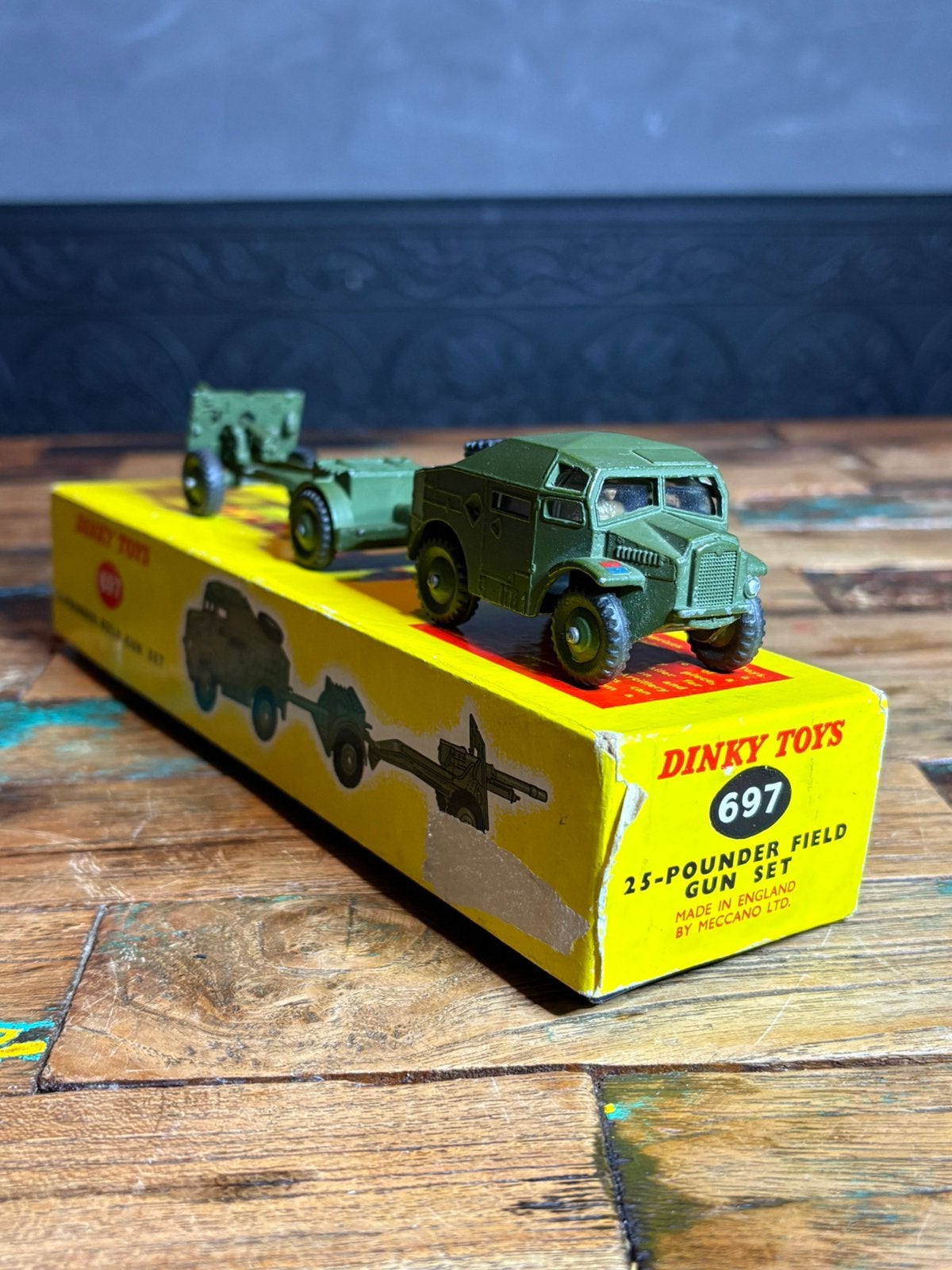 Dinky Toys 697 25-Pounder Set – originele doos en inlegstuk, Ophalen of Verzenden, Zo goed als nieuw, Dinky Toys
