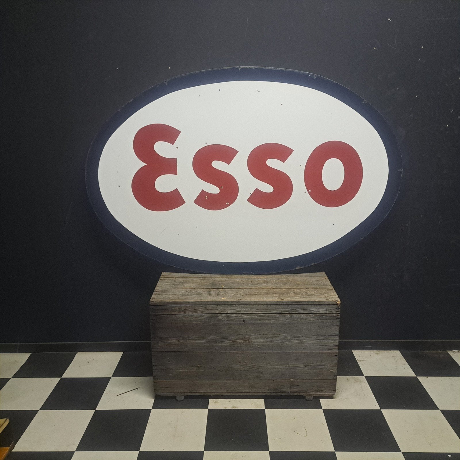 Esso Emaille reclamebord France mail '60, Ophalen, Gebruikt, Reclamebord