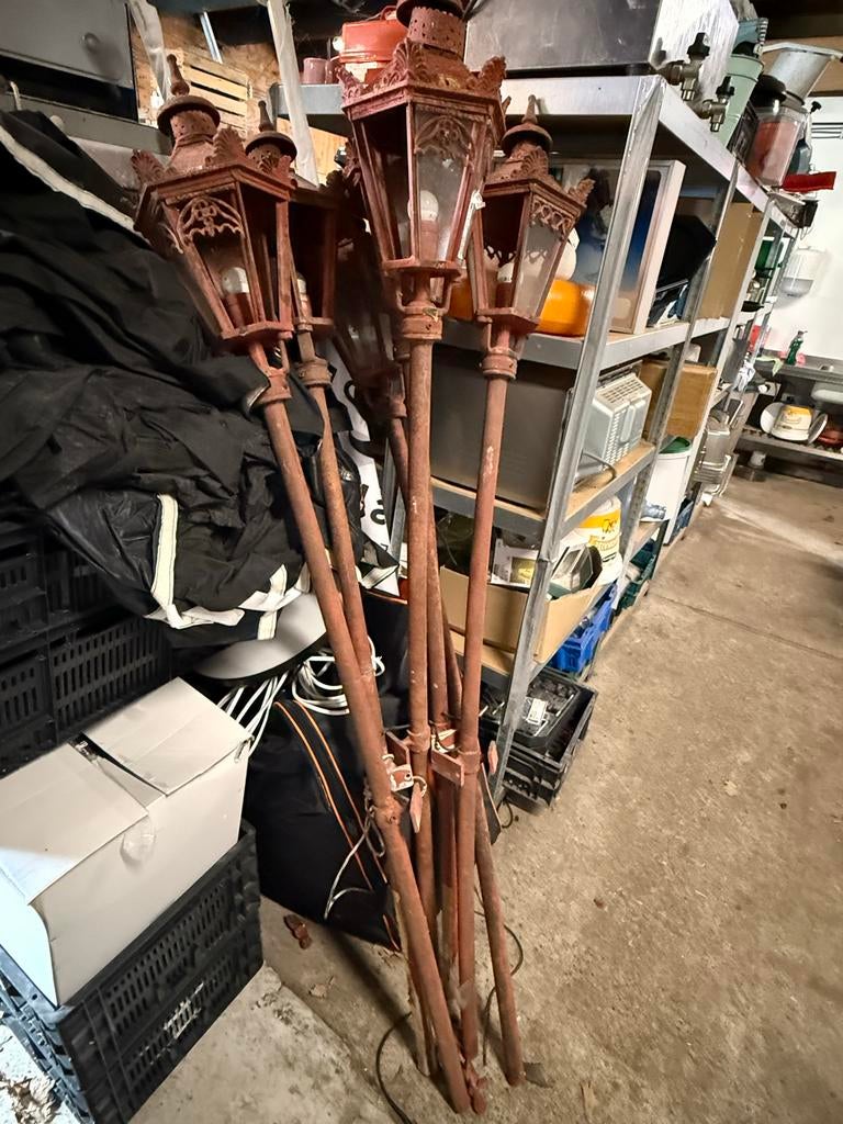 5 ouderwetse lantaarnpalen, Antiek en Kunst, Antiek | Lampen, Ophalen