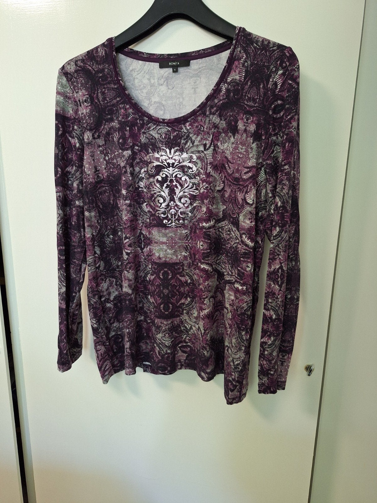 Bonita shirt met lange mouwen, paars/grijs, maat XL, Ophalen, Paars, Maat 46/48 (XL) of groter, Nieuw