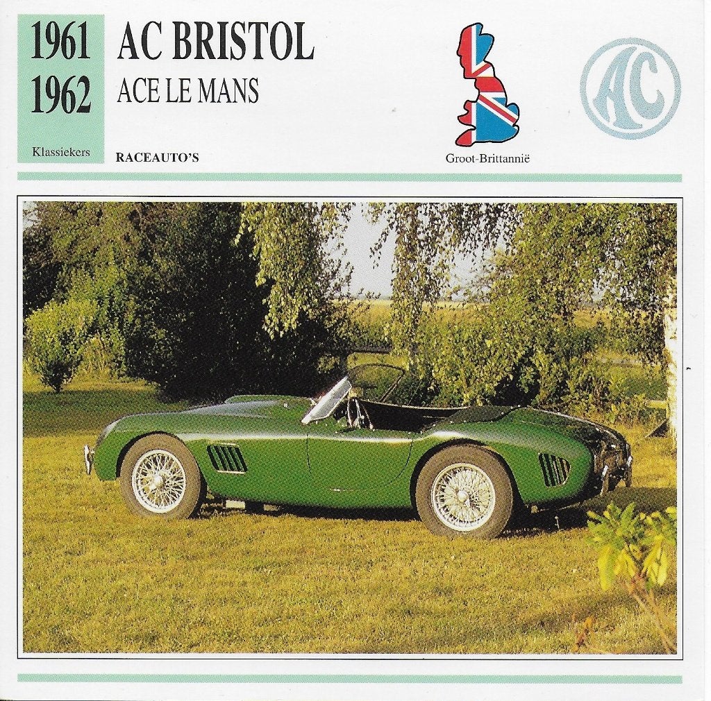 Ma644 autokaart ac bristol ace le mans (1961 - 1962 ), Verzamelen, Verzenden, Zo goed als nieuw, Auto's