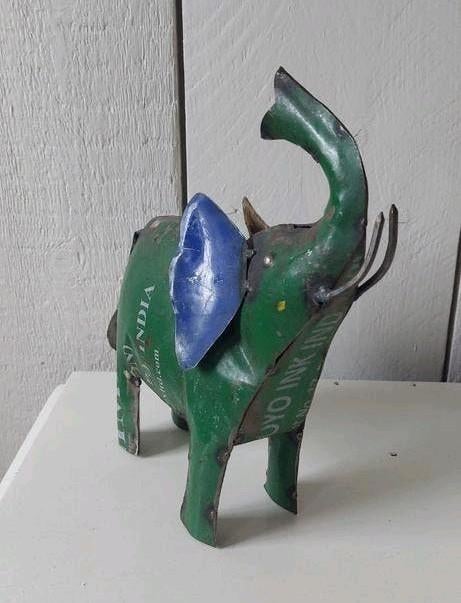 Handgemaakte olifant van gerecycled ijzer schroot India, Ophalen of Verzenden
