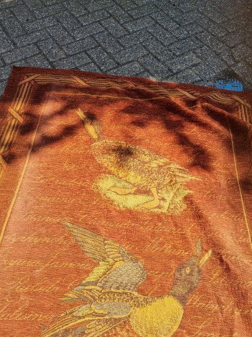 tafelkleed/ wandkleed eenden mannetje en vrouwtje, Huis en Inrichting, Ophalen of Verzenden, 'T Olde Gre-j, Info@toldegrej.nl