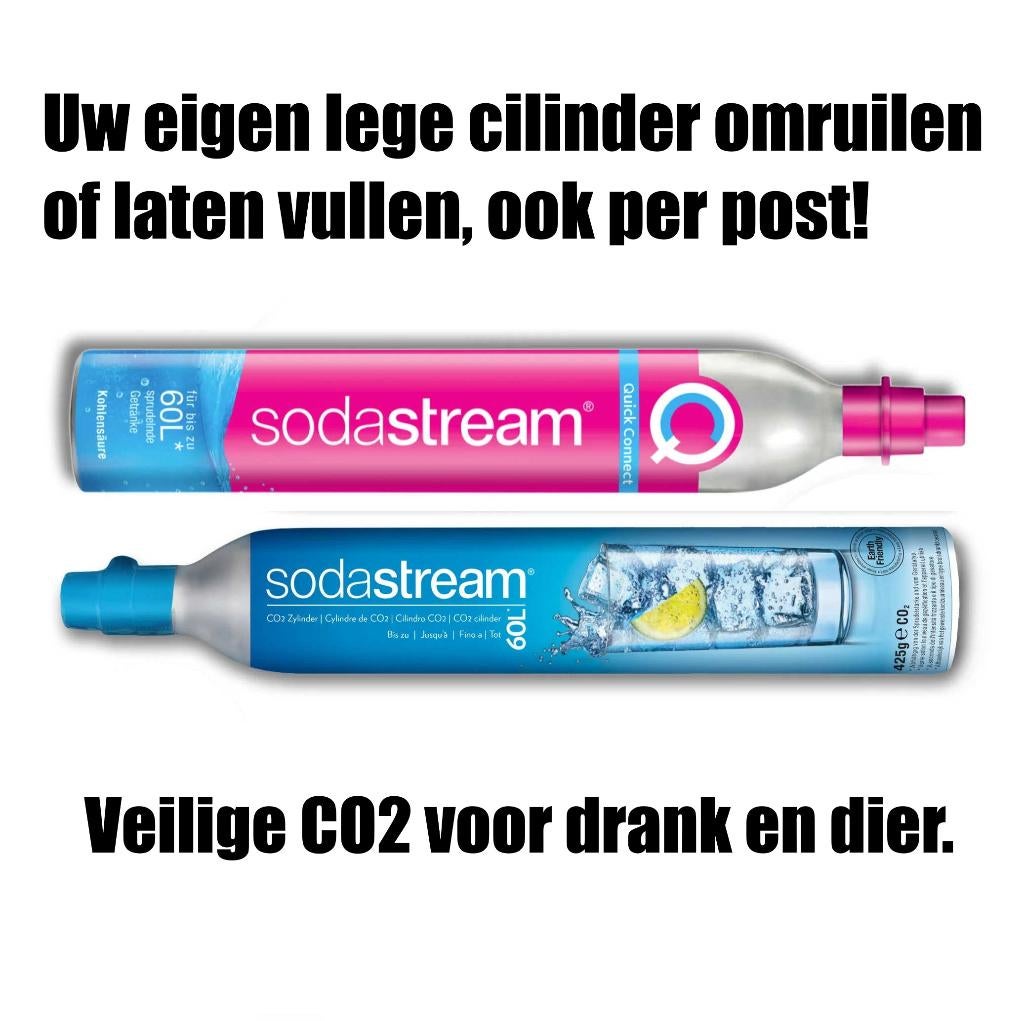 Sodastream (roze) koolzuur CO2 cilinders vullen/ruilen €5,00, Witgoed en Apparatuur, Bruiswatermachines, Ophalen of Verzenden