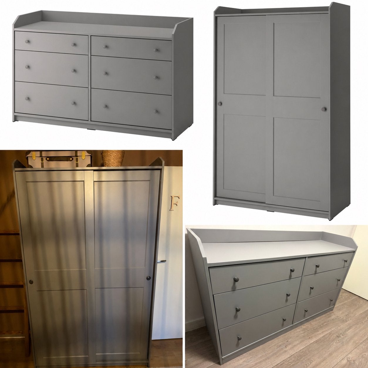 IKEA Hauga ladekast en schuifdeurkast, grijs, Huis en Inrichting, Ophalen, Gebruikt, 100 tot 150 cm, 200 cm of meer