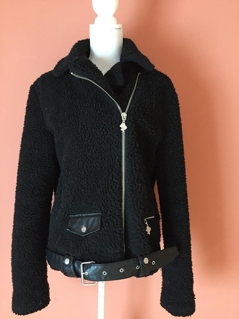 Reinders zwarte biker teddy jas maat 36/38, Kleding | Dames, Verzenden, Zo goed als nieuw, Maat 36 (S), Zwart