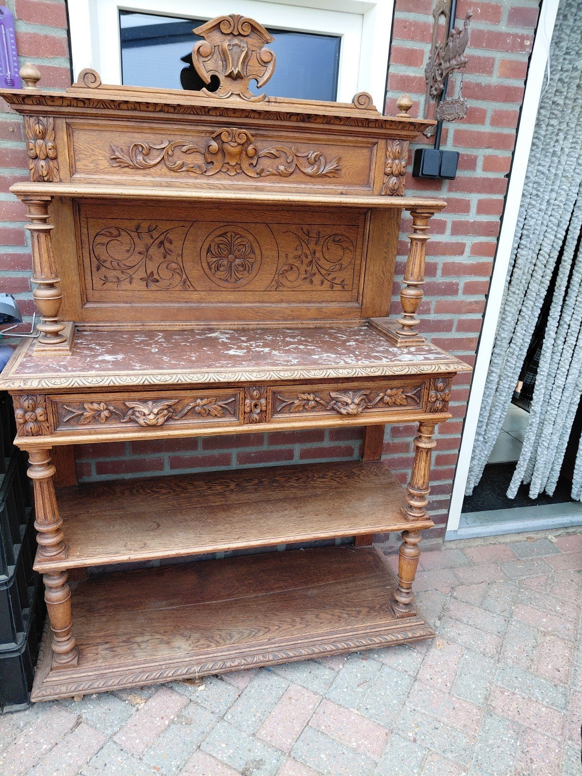 Uilenkast, servieskast, dressoir, wandkast, antiek, eiken, Huis en Inrichting, Ophalen, Gebruikt
