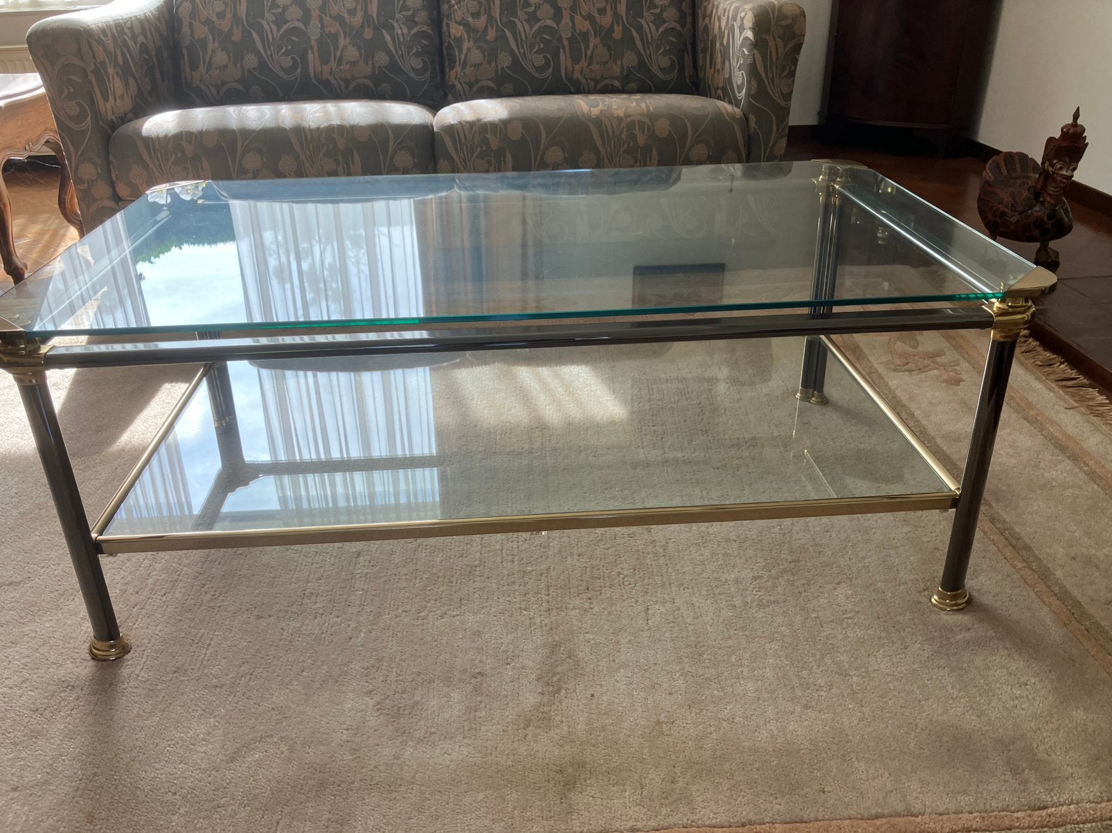 Glazen tafel, Huis en Inrichting, Tafels | Salontafels, Ophalen, Gebruikt, 100 tot 150 cm, 50 tot 100 cm