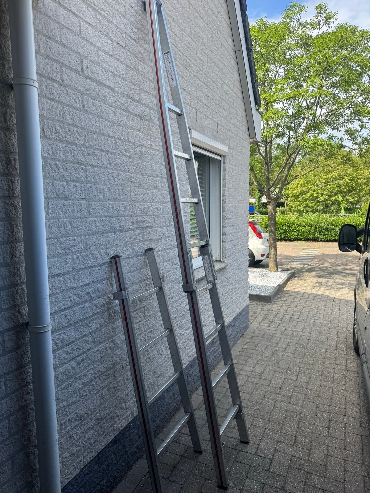Glazenwasser 3-delige puntladder - HAGA Ladders, Ophalen, Gebruikt, Ladder, Opvouwbaar of Inschuifbaar