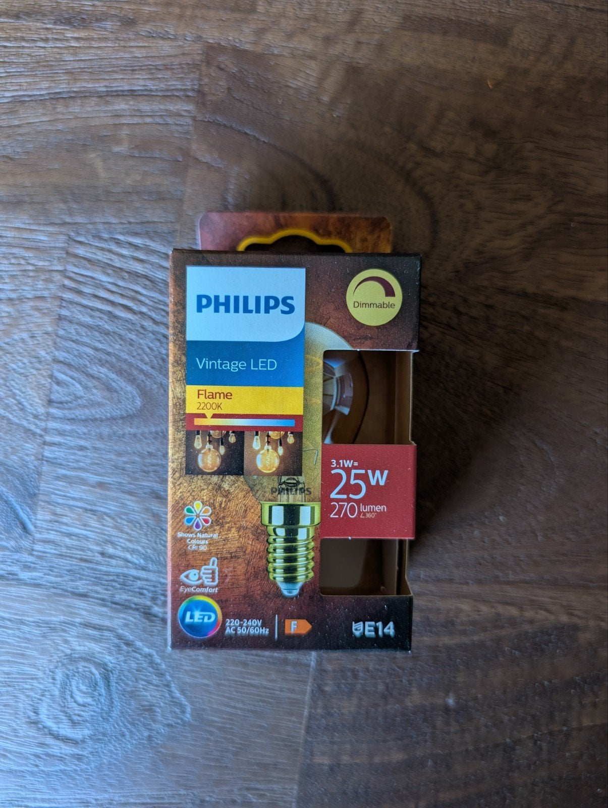 Philips Vintage LED Flame E14 Dimbare Lamp 3.1W (25W), Led-lamp, Dimbaar, E14 (klein), Nieuw