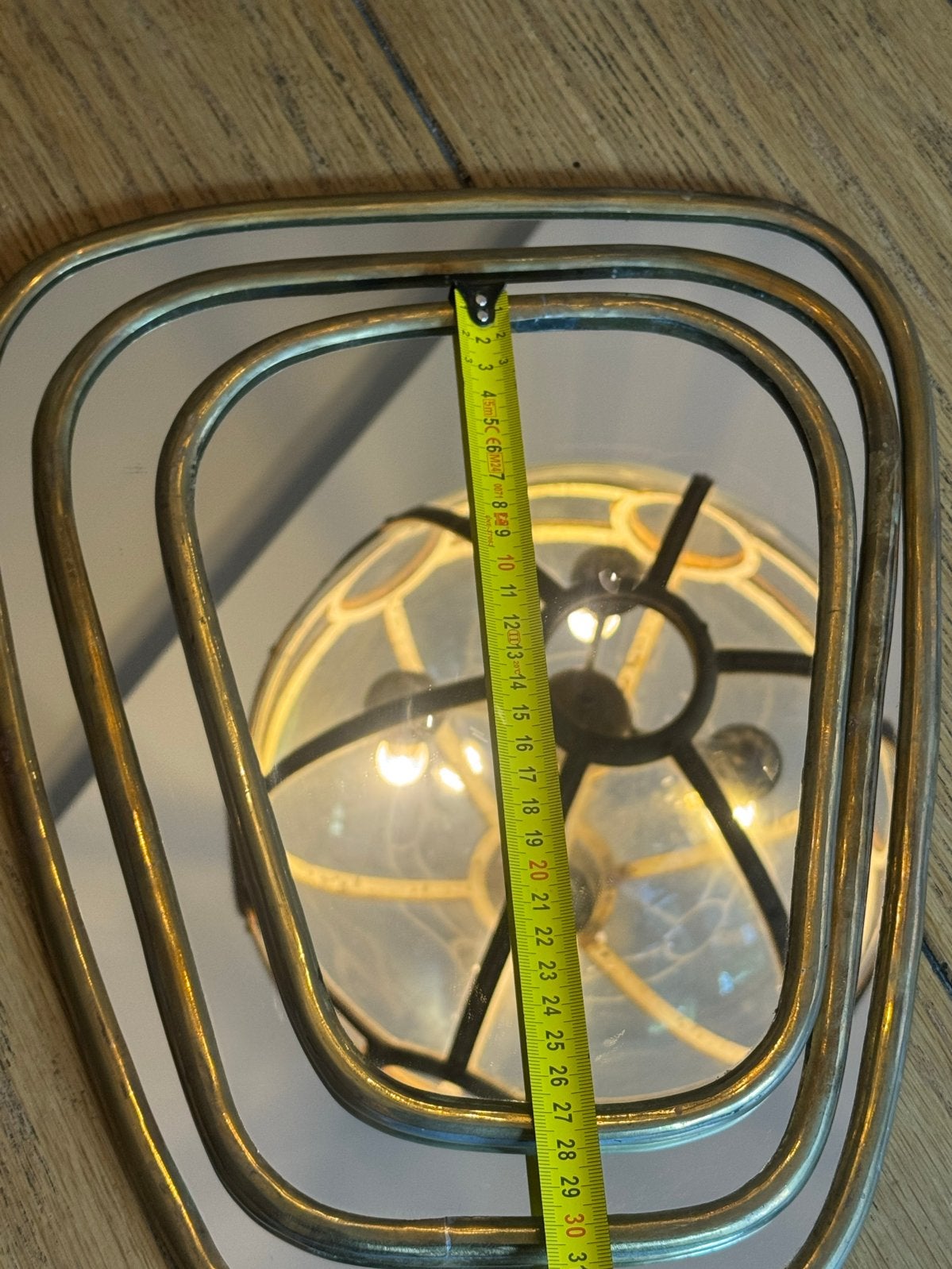 Vintage Spiegels met Koperen Lijst - Diverse Vormen, Ophalen, Minder dan 50 cm, Gebruikt, Rond