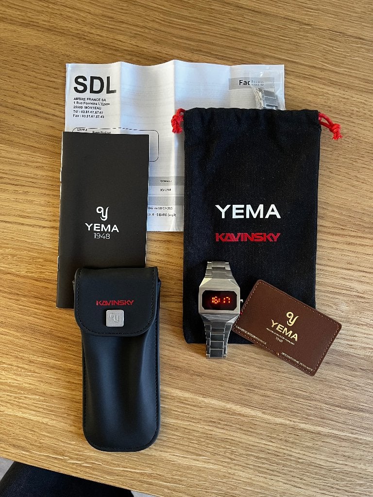 Yema LED Kavinsky horloge, Overige merken, Staal, Gebruikt, Staal