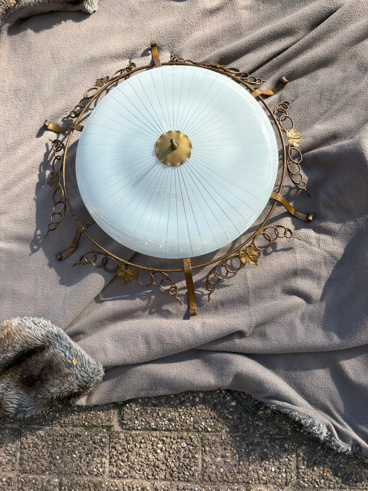 Plafonnière Vintage, Huis en Inrichting, Lampen | Plafondlampen, Ophalen of Verzenden, Gebruikt, Glas, Vintage