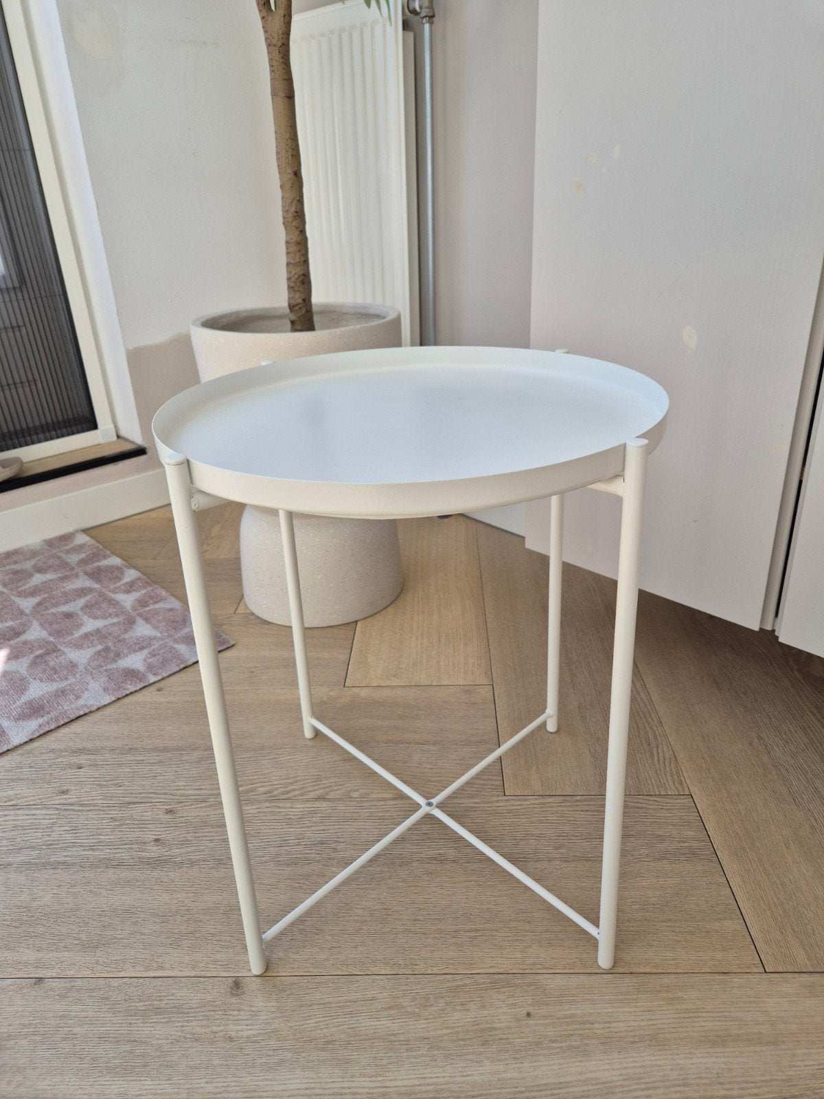 IKEA Gladom salontafel bijzettafel met dienblad wit, Huis en Inrichting, Ophalen, 50 – 75, Minder dan 50 cm, Rond