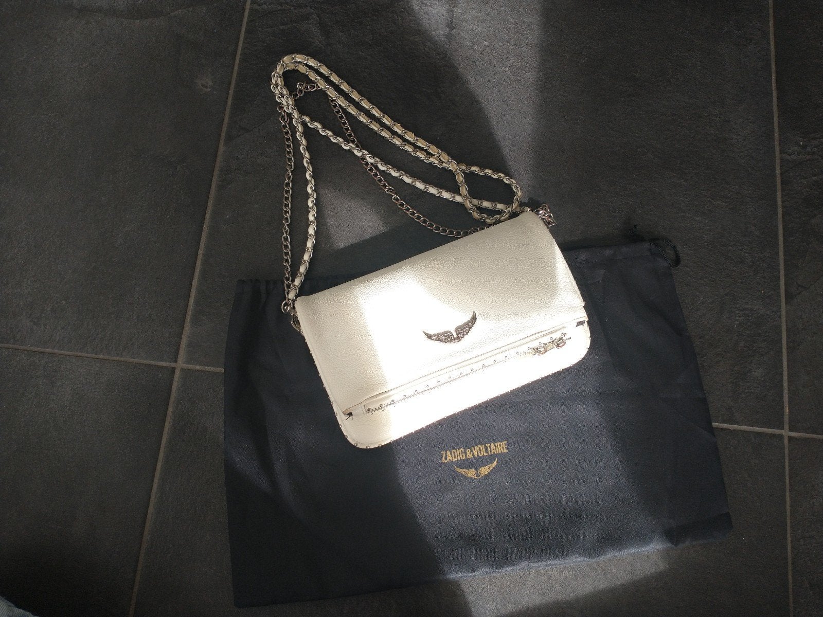 Zadig & Voltaire Rock Clutch Tas Wit - Ketting lichtverkleur, Sieraden, Tassen en Uiterlijk, Ophalen of Verzenden, Zo goed als nieuw