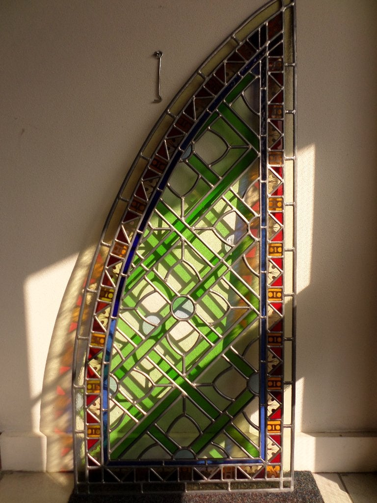 Glas-in-lood raam, bijzonder en echt antiek, uit Frankrijk., Ophalen