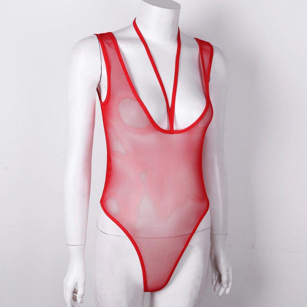 Rode doorzichtige dames bodysuit / lingerie romper vrouwen, Verzenden, Rood, Body of Korset