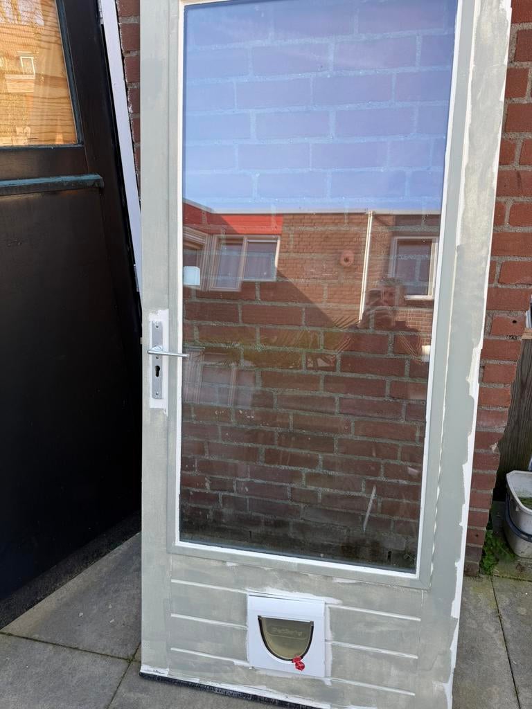 Achter/ balkon maranti deur met dubbele glas, Doe-het-zelf en Verbouw, Deuren en Horren, Ophalen, Gebruikt, 80 tot 100 cm, Buitendeur