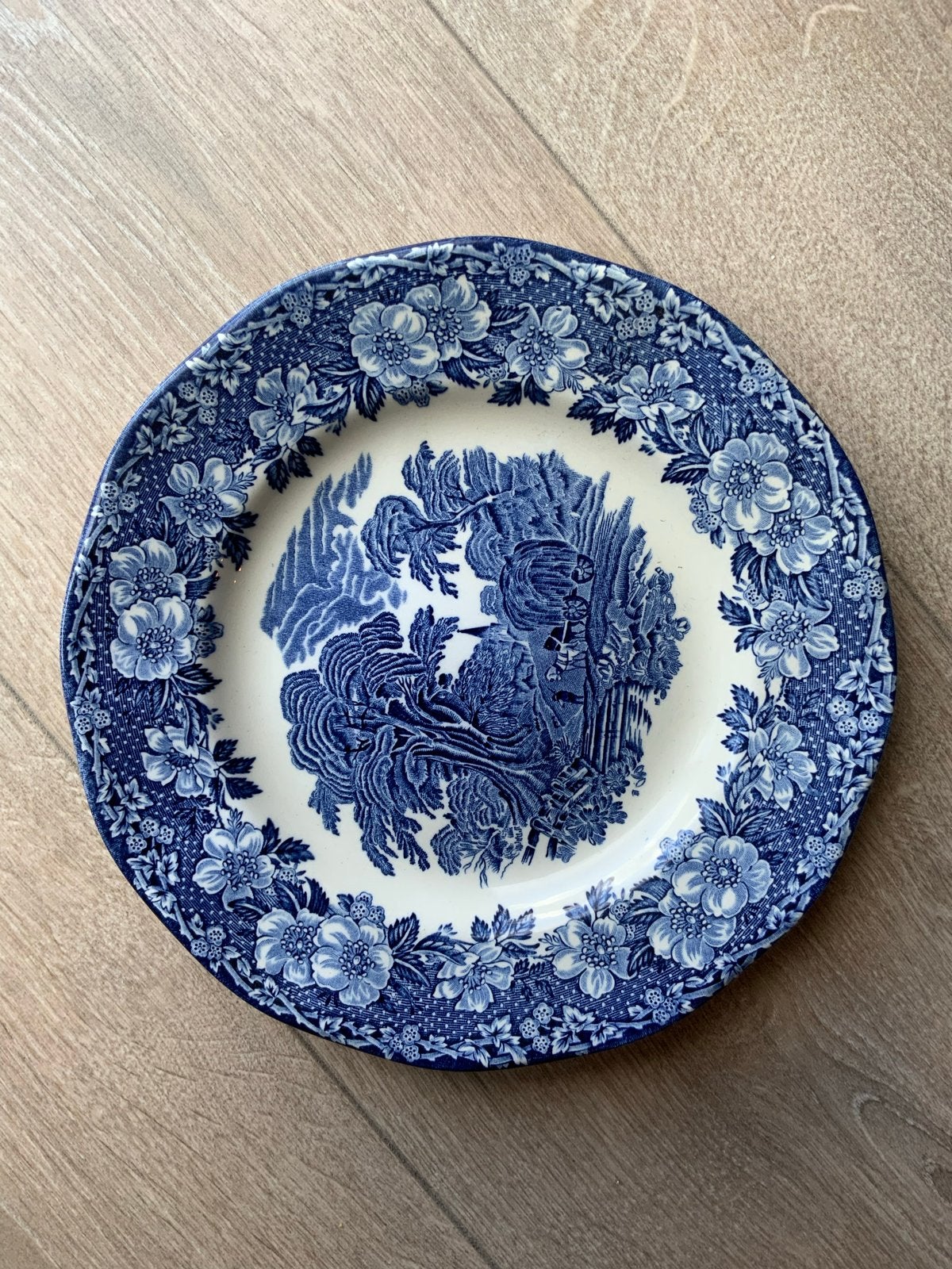 Enoch Wedgwood Woodland Ontbijtbordje Blauw Wit, Ophalen of Verzenden