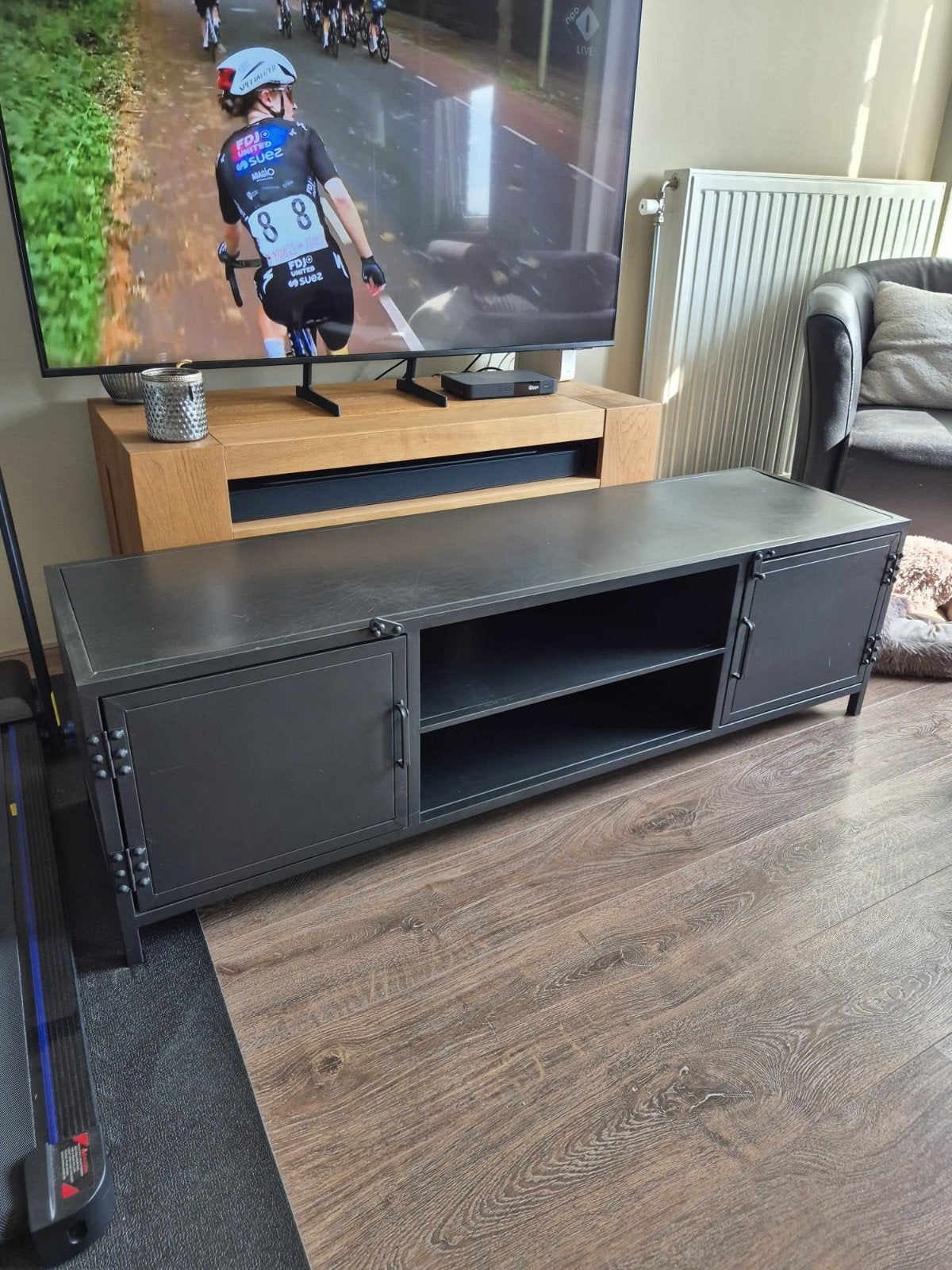 Tv meubel industrieel **prijs verlaagd**, Ophalen, Gebruikt, 100 tot 150 cm, Industrieel, Modern