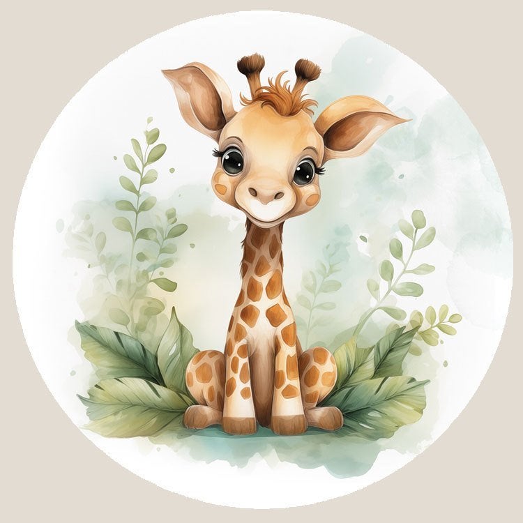 Kleine Giraffe Jungledieren muurcirkel babykamer, Verzenden, Nieuw
