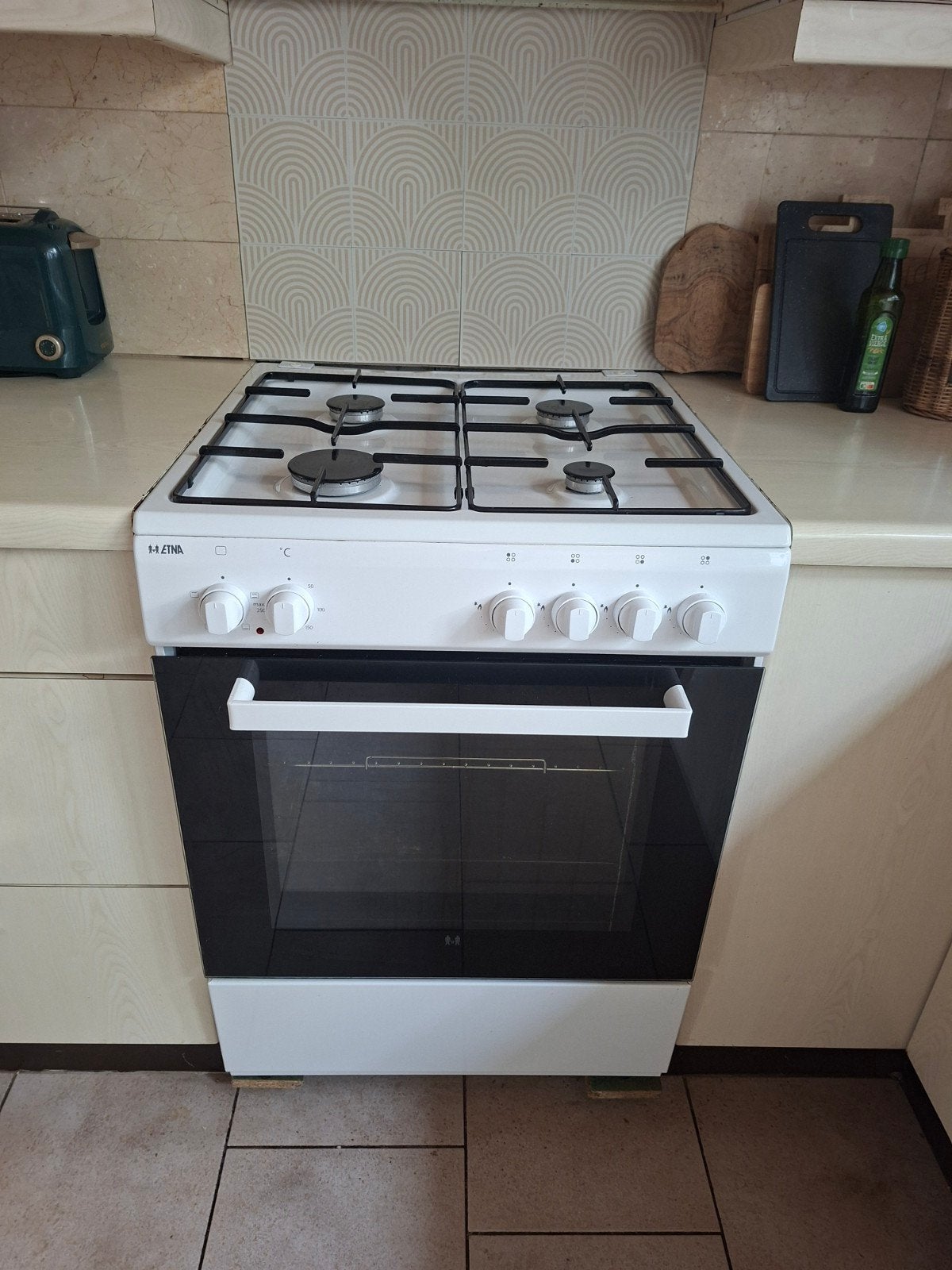 Etna Gasfornuis met Oven - Wit, Witgoed en Apparatuur, Ophalen, Gebruikt, 60 cm of meer, 4 kookzones