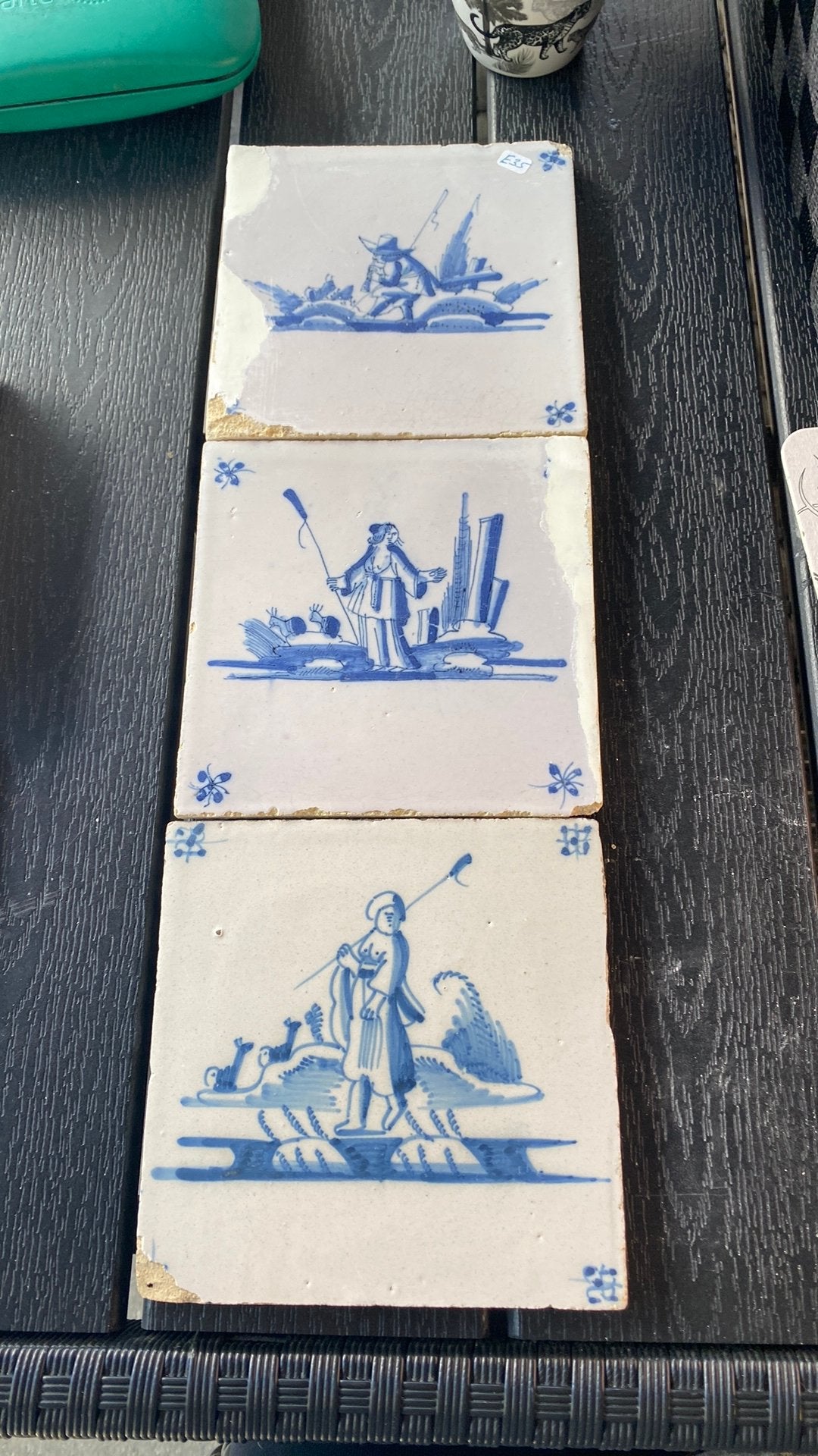 3 schade tegels landschapjes, Ophalen