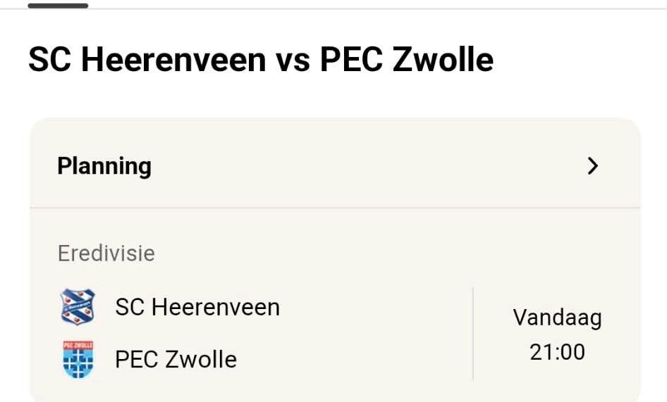 Toegangskaart SC Heereveen -  PEC Zwolle