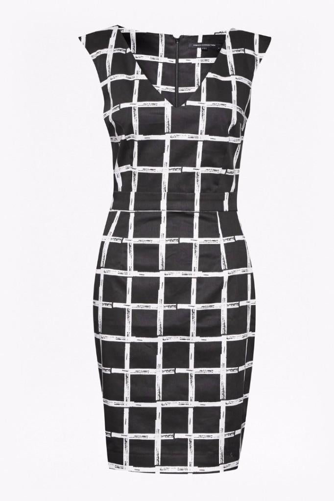 French Connection jurk, zwart/wit geruit, UK16/NL 40/42 zgan, Kleding | Dames, Maat 38/40 (M), French Connection, Zwart, Ophalen of Verzenden