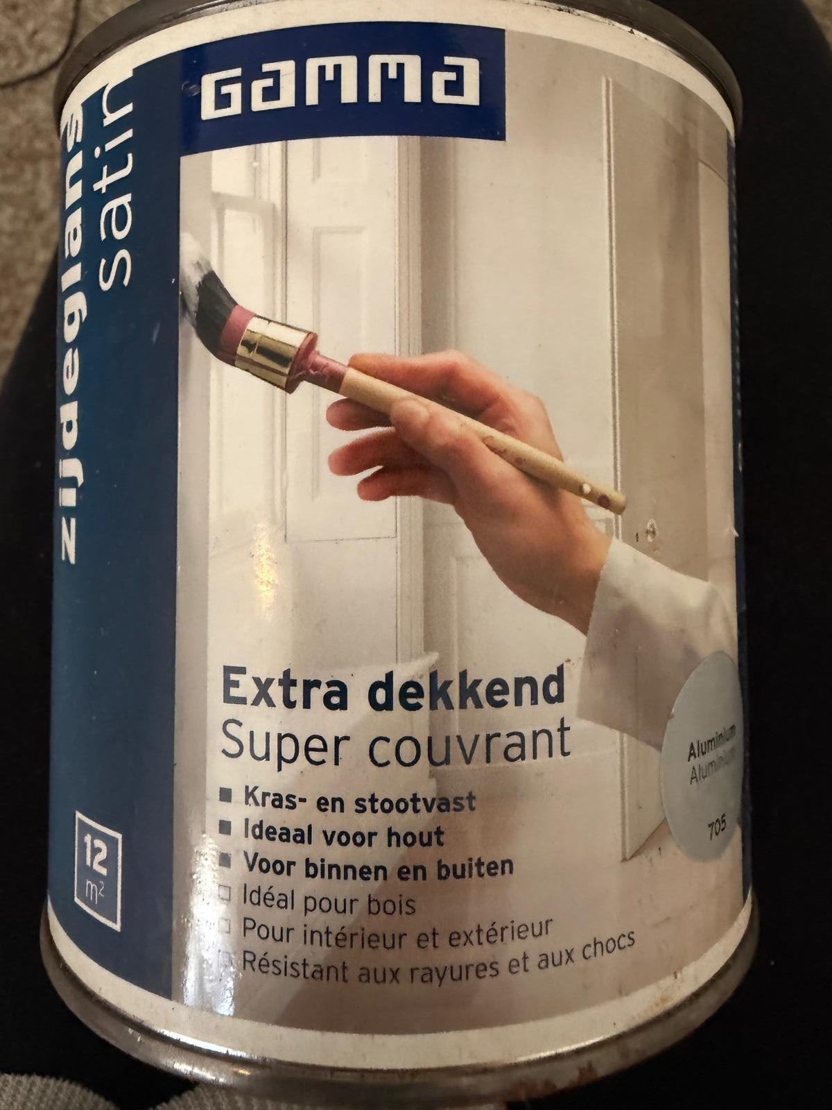 4x Gamma Extra Dekkend Super Couvrant Zijdeglans Satin, Ophalen, Grijs, Minder dan 5 liter, Verf