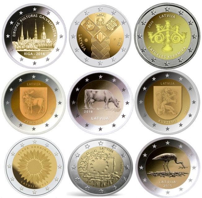 2 euro cc-munten Letland 2014 t/m 2018 unc-kwaliteit., Postzegels en Munten, Munten | Europa | Euromunten, Ophalen of Verzenden