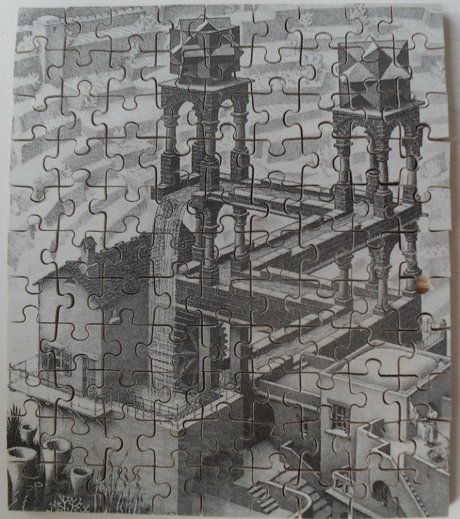 M.C. Escher Waterfall NanoPuzzle c.q. Nano Puzzel, Ophalen, Minder dan 500 stukjes, Zo goed als nieuw, Legpuzzel