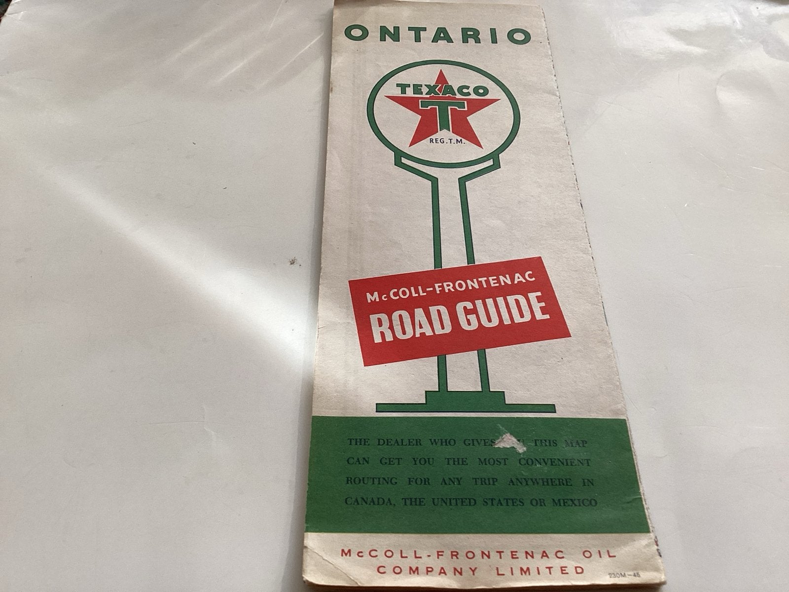Vintage Texaco Ontario wegenkaart (McColl-Frontenac) 1953, Gelezen, Overige gebieden, Ophalen of Verzenden, Landkaart