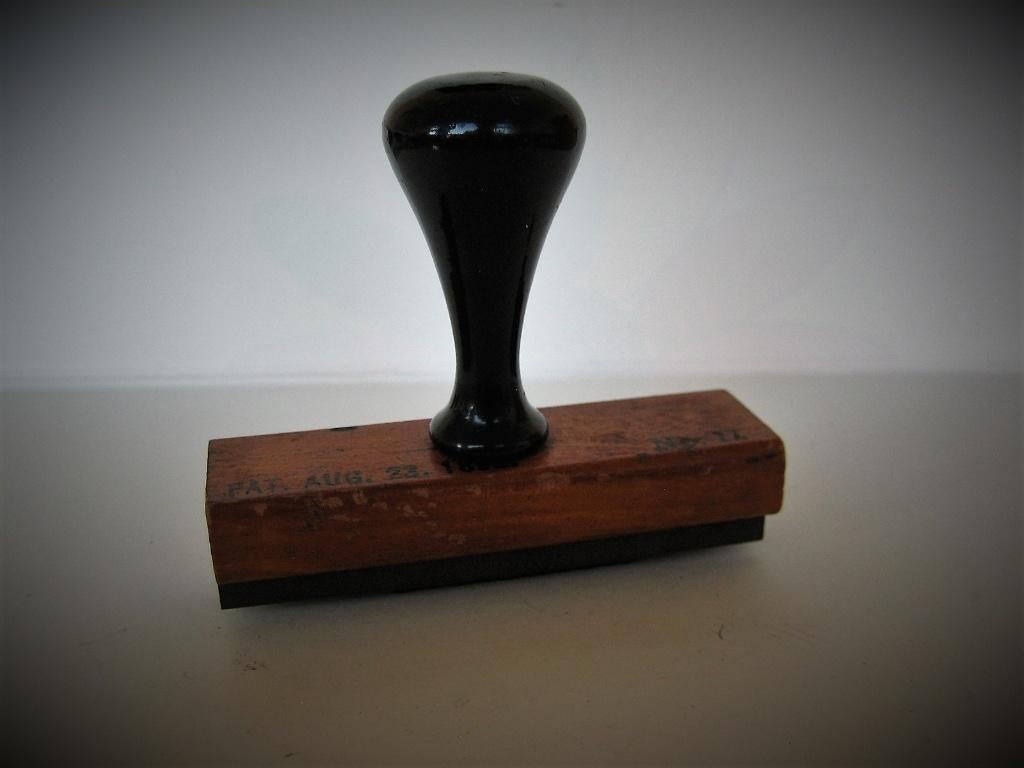 Vintage Ink Stamp with Printing Letters Rubber Stamp, Ophalen of Verzenden, Gebruikt, Houten stempel